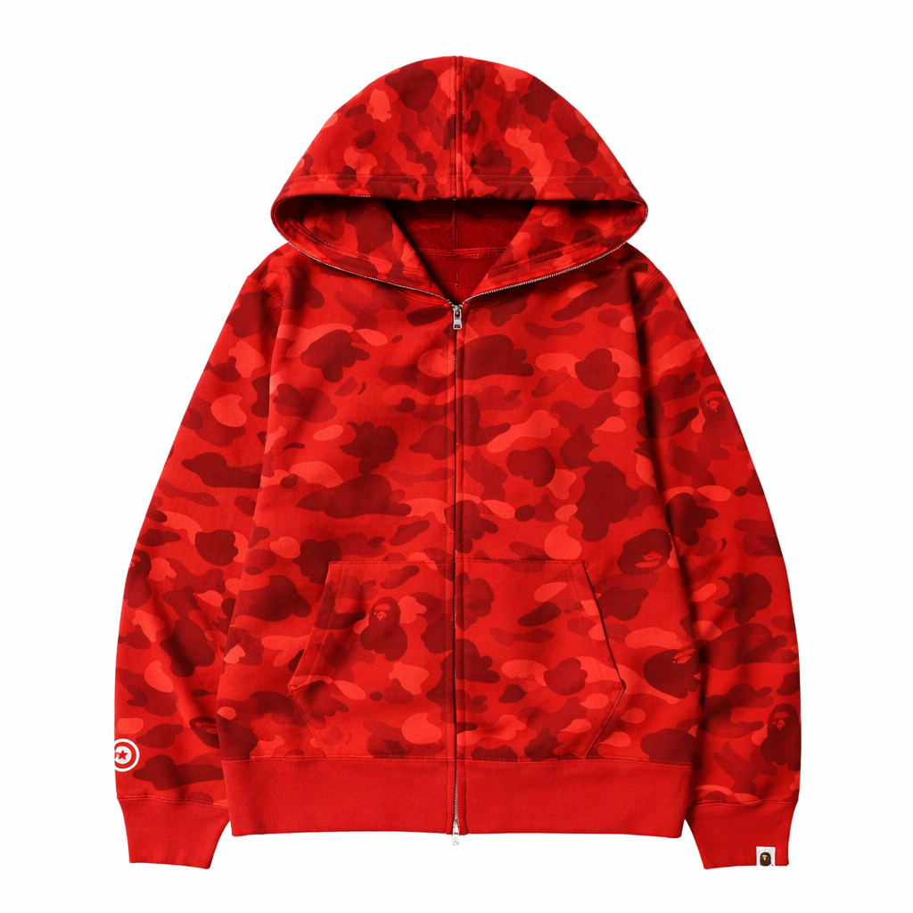 Red Ape Hoodie With Shark Face and Logos